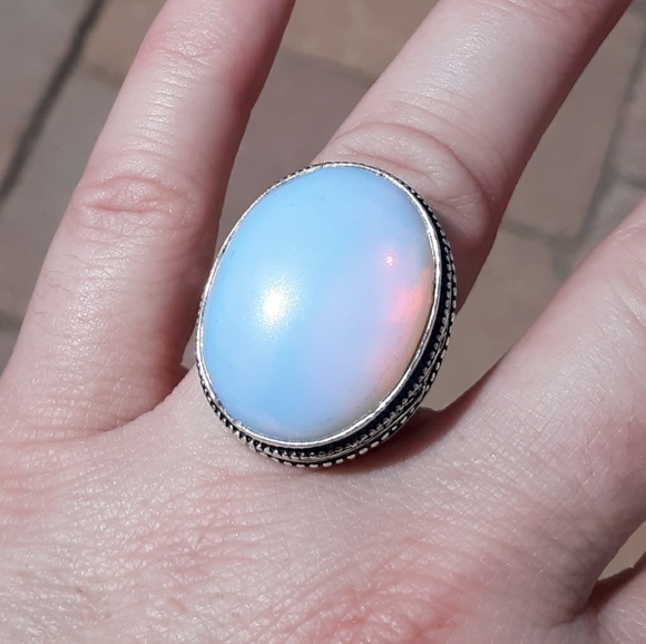 New Opal Opalite Antique Design 925 Silver Ring. - Picture 4 of 8